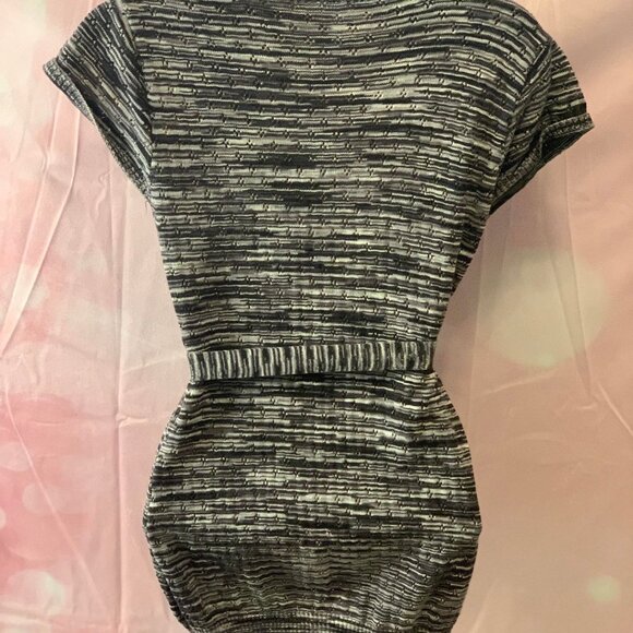 Women's Black & White Blended Colored Sweater with Tie - Picture 5 of 11